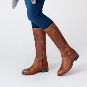 DUO Distressed Brown leather knee high riding boots Size 42 US 9-9.5